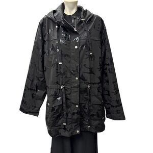 Womens Time And Tru 3X Windbreaker Jacket Camo Embossed Full Zip And Snap Hooded